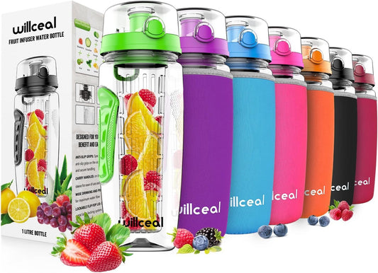 32oz Fruit Infuser Water Bottle - Durable BPA-Free Tritan, Leak Proof Design - Ideal for Sports and Camping