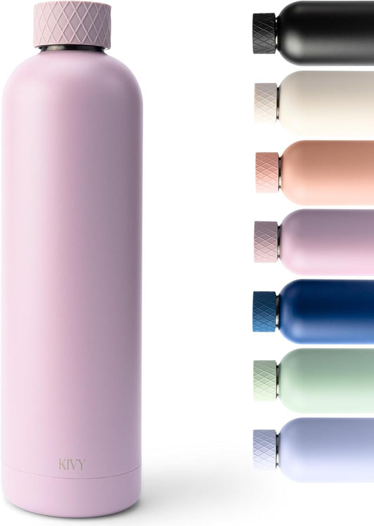 32oz KIVY Stainless Steel Insulated Water Bottle - Leak Proof BPA-Free Metal Bottle for Gym - Slim Design with Screw Top Lid