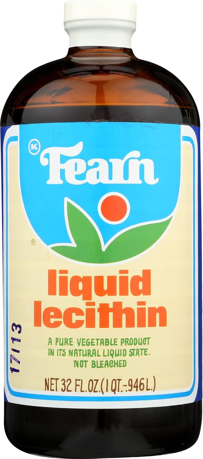 32oz Kosher Liquid Lecithin by Fearn - Pure Soy Lecithin Supplement for Cooking & Baking - Non-GMO & Gluten-Free