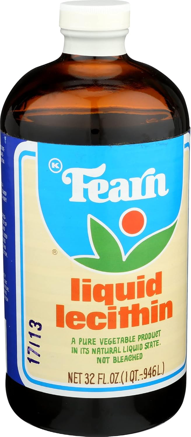 32oz Kosher Liquid Lecithin by Fearn - Pure Soy Lecithin Supplement for Cooking & Baking - Non-GMO & Gluten-Free