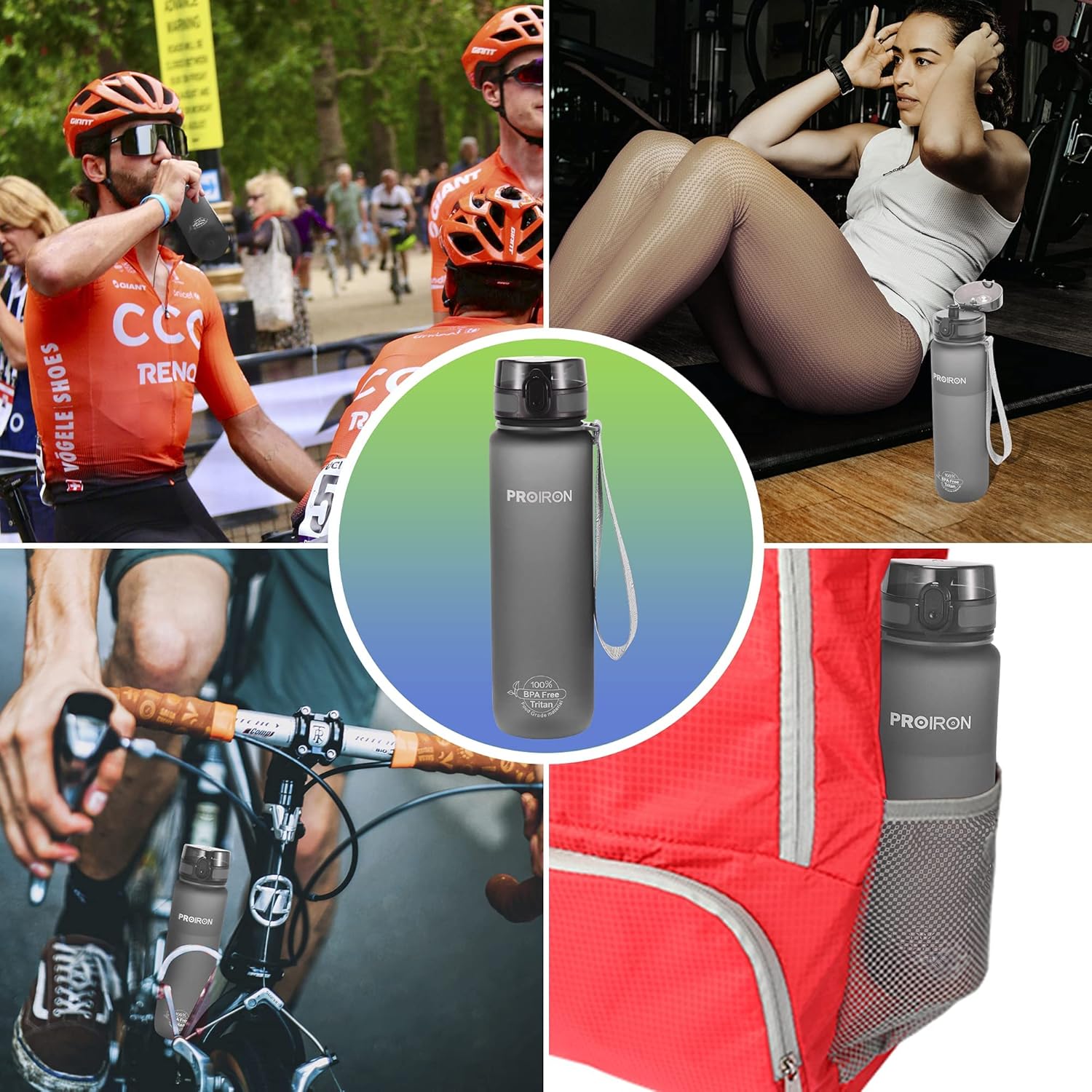 32oz Leak-Proof BPA-Free Water Bottle with Protein Shaker and Flip Top Lid for Fitness and Gym - PROIRON USA Tritan Material Bottle