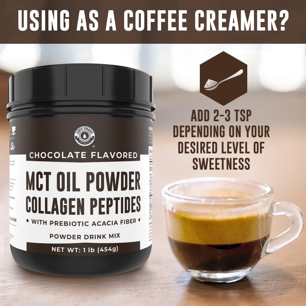32oz Liquid Coconut MCT Oil + 16oz Chocolate Keto MCT Powder with Collagen & Prebiotic Fiber by Left Coast Performance