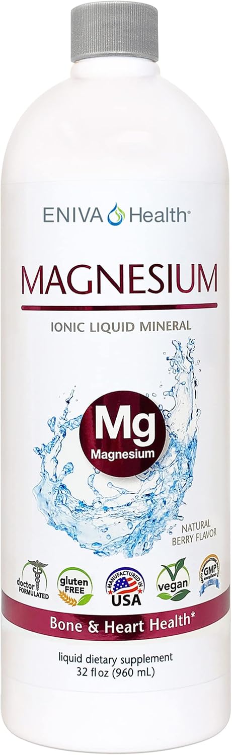 32oz Liquid Ionic Magnesium Supplement for Digestive Health, Muscle Energy & Bones - Doctor Formulated, Zero Calories & Sugar - Eniva Health