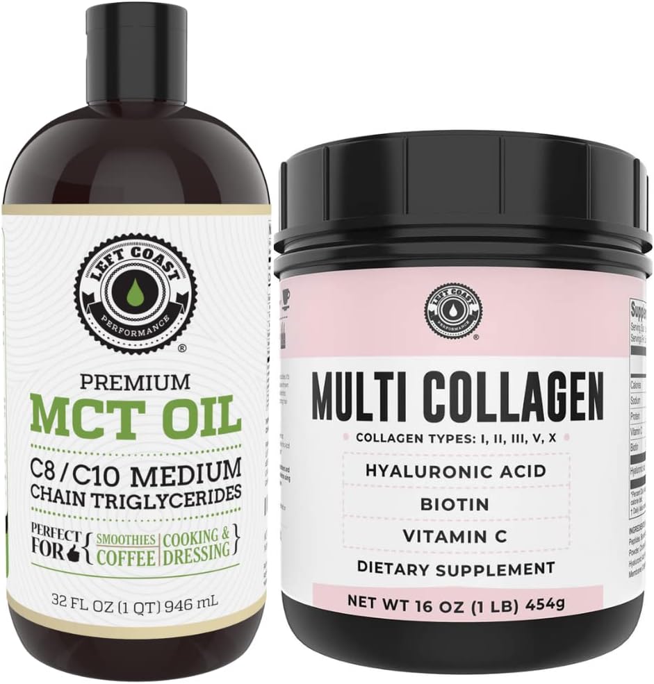 32oz MCT Oil and 1lb Multi Collagen Bundle by Left Coast Performance