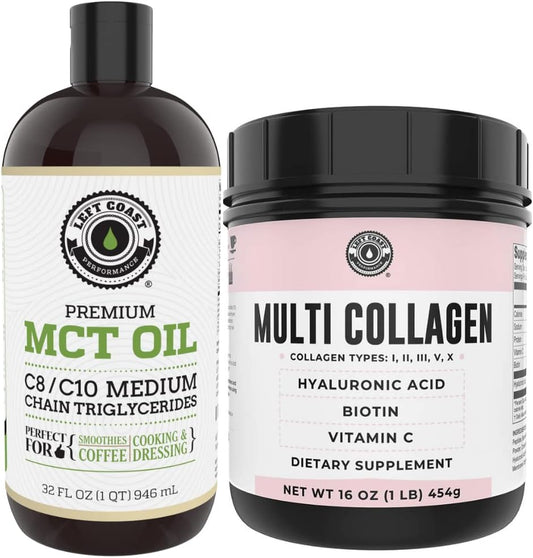 32oz MCT Oil and 1lb Multi Collagen Bundle by Left Coast Performance