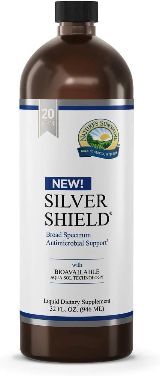 32oz Nature's Sunshine Silver Shield Liquid: Immune Support & Protection with Aqua Sol Technology