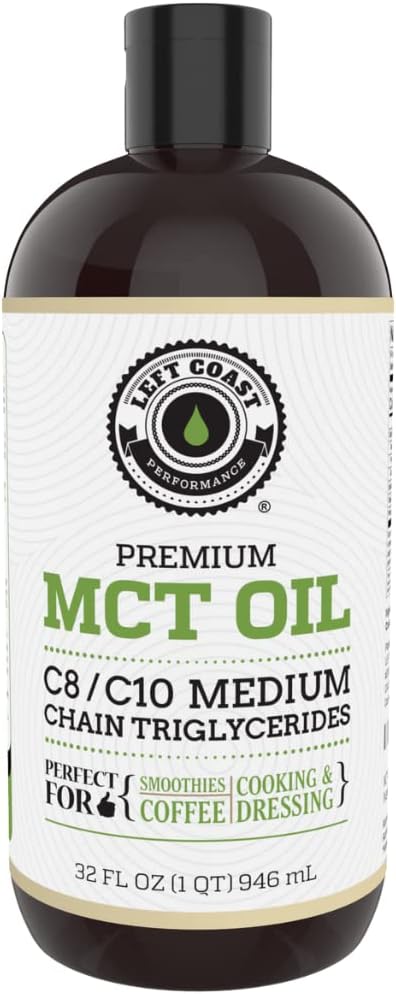 32oz Premium MCT Oil and 16oz Unflavored MCT + Collagen Powder Combo by Left Coast Performance