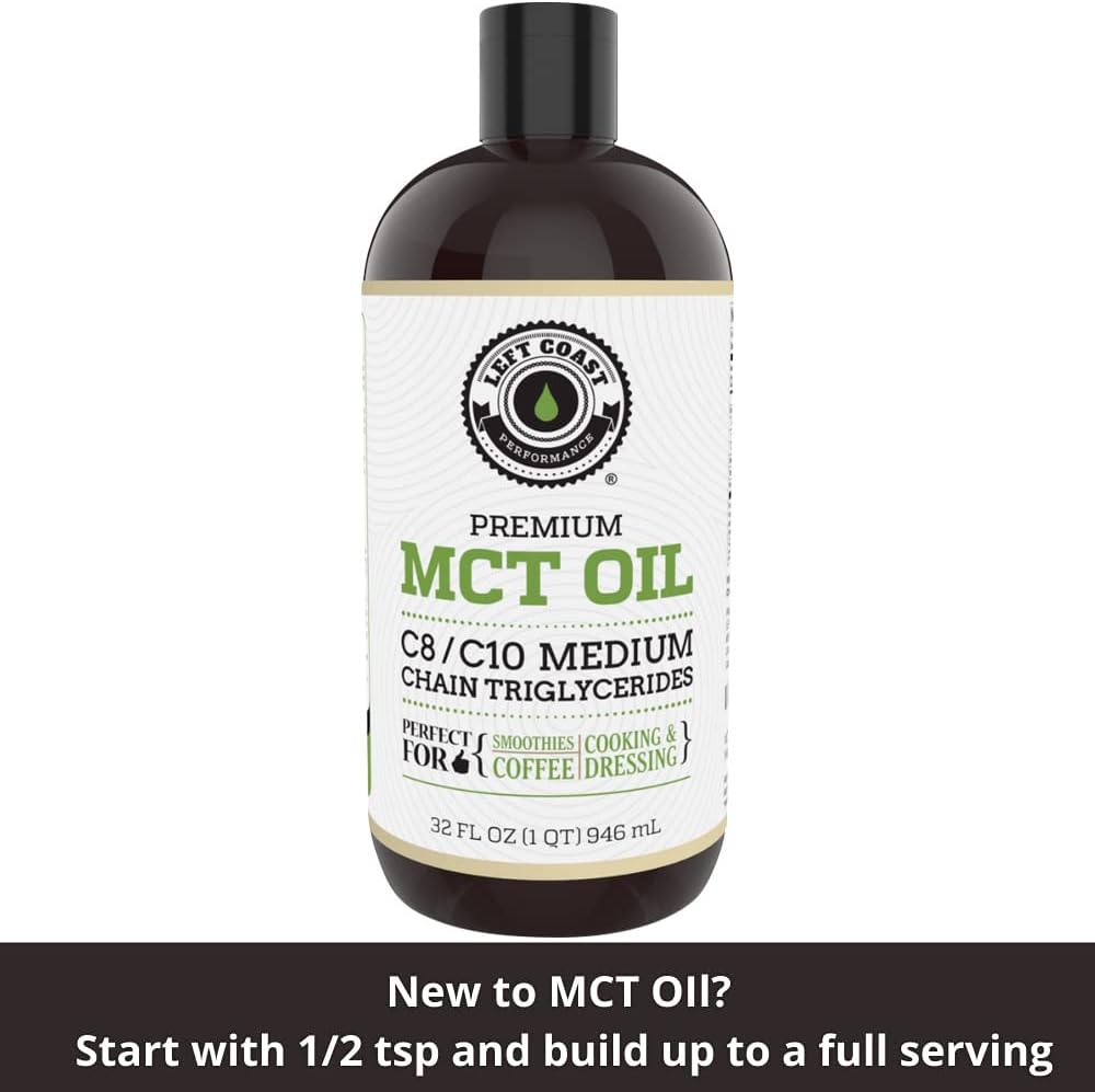 32oz Premium MCT Oil and 16oz Unflavored MCT + Collagen Powder Combo by Left Coast Performance