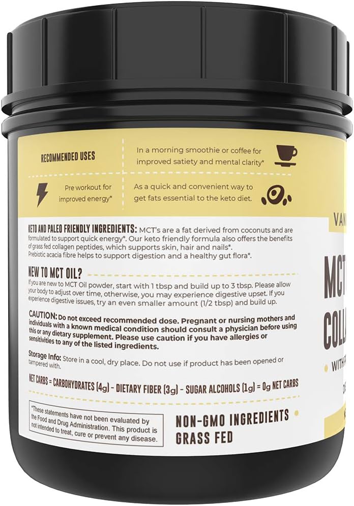 32oz Premium MCT Oil and 16oz Vanilla MCT + Collagen Powder Bundle by Left Coast Performance