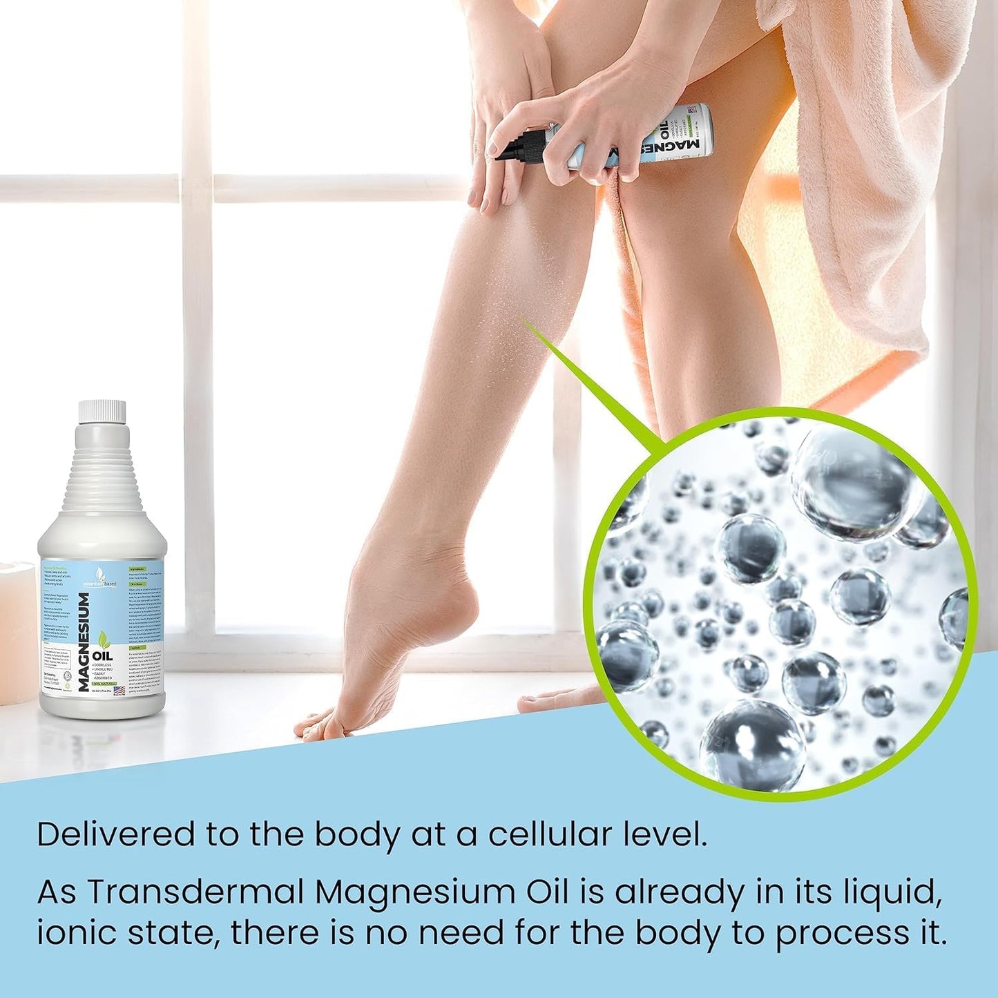 32oz Pure Magnesium Oil Spray for Enhanced Sleep - Less Sting & Itch - 100% Natural & Organic - Made in USA