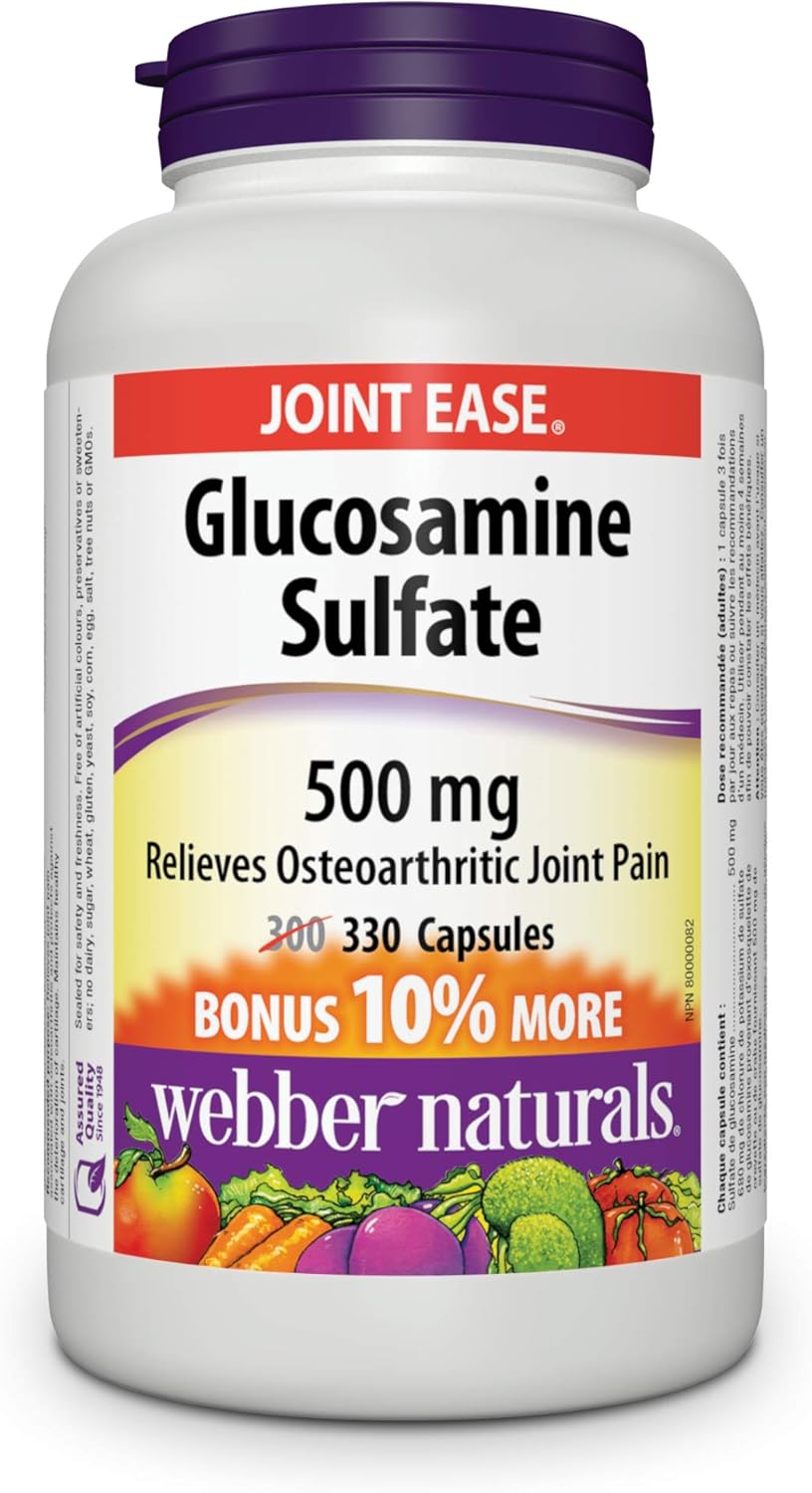 330 Capsules of Webber Naturals Glucosamine Sulfate 500mg with Extra Bonus