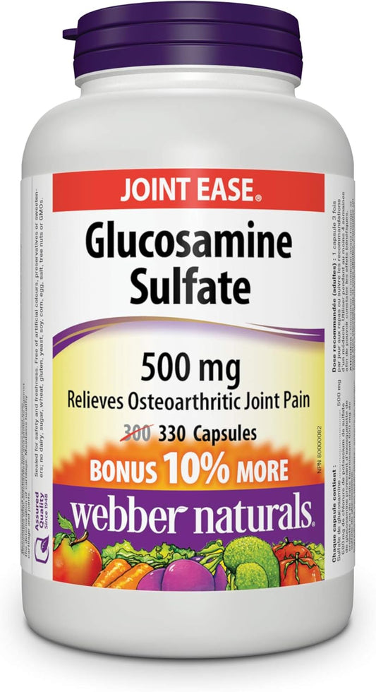 330 Capsules of Webber Naturals Glucosamine Sulfate 500mg with Extra Bonus