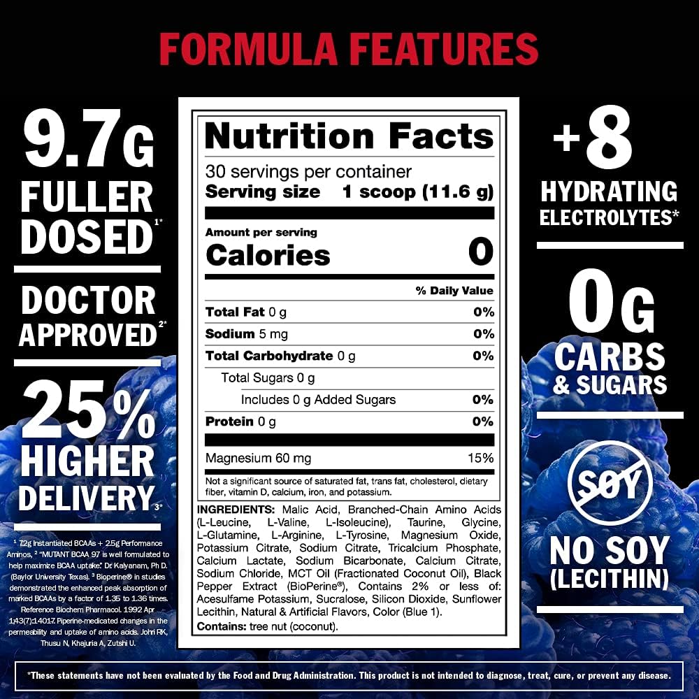 348g Mutant BCAA 9.7 Powder Pineapple Passion Flavor for Amino Energy Support
