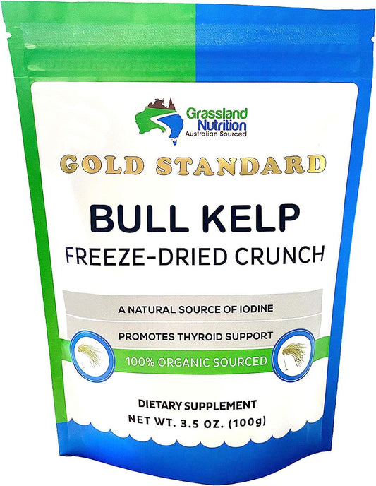 3.5 OZ Organic Bull Kelp Crunch - Sustainably Harvested, Rich in Natural Iodine for Thyroid Support, GMO-Free, Vegan-Friendly