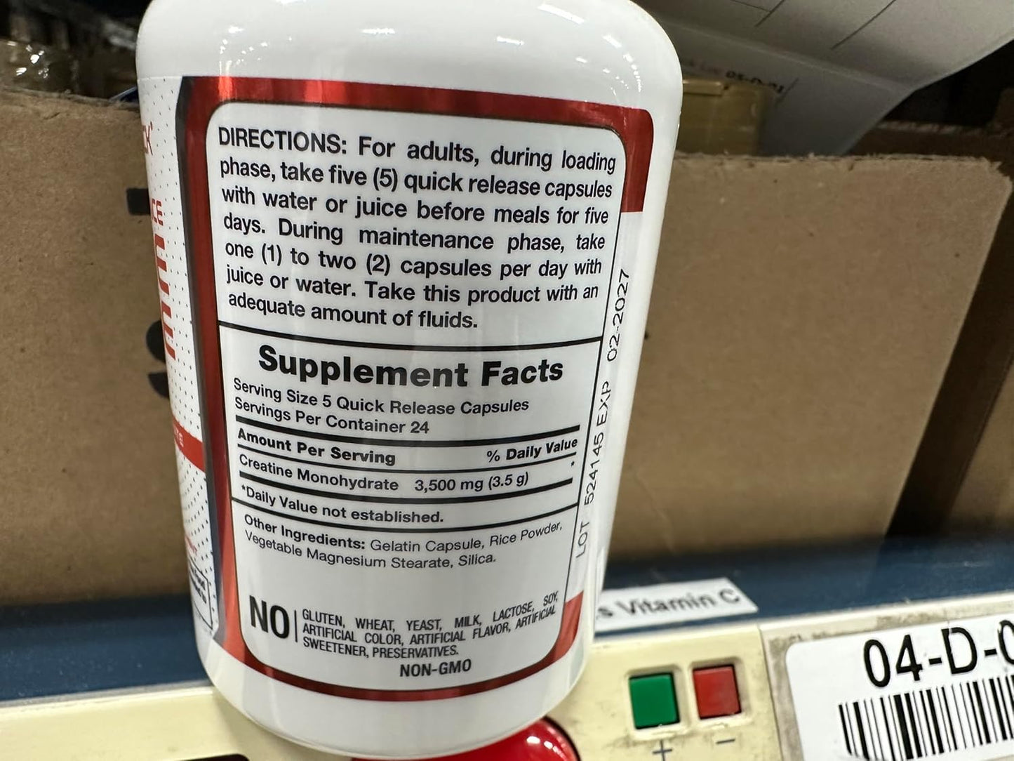 3500 mg Creatine Monohydrate Capsules - 120 Pills | Non-GMO & Gluten-Free