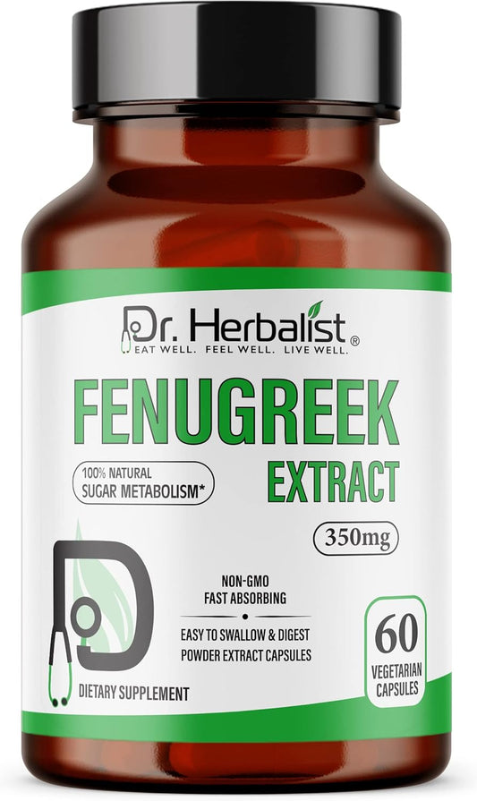 350mg Fenugreek Extract Capsules - 60 Count | Non-GMO | Fast Absorption | Vegetarian Formula