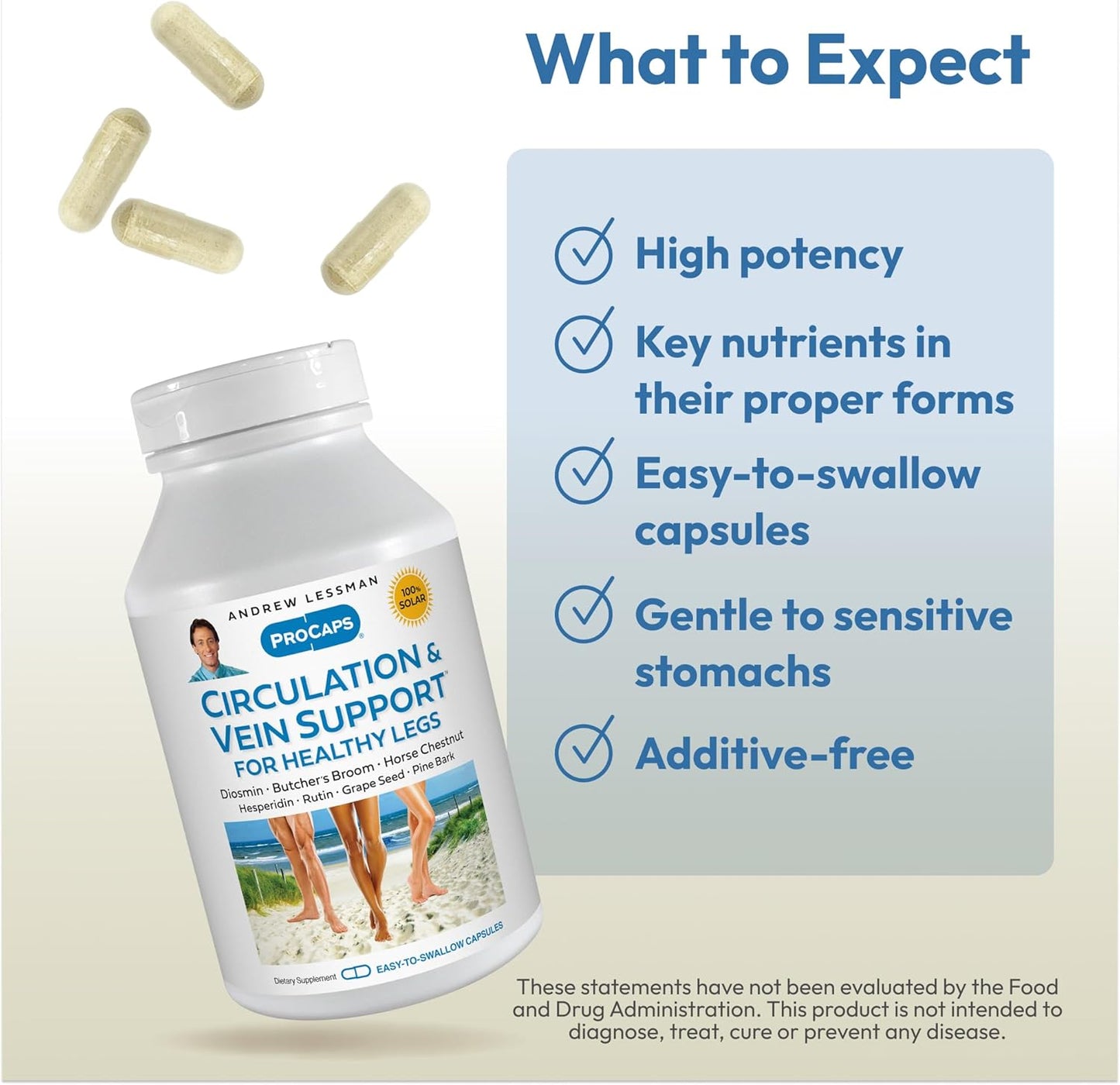 360 Capsules Andrew Lessman Circulation & Vein Support - High Bioactivity Diosmin & Butcher's Broom - Reduces Swelling & Discomfort in Legs - BoostGo Australia