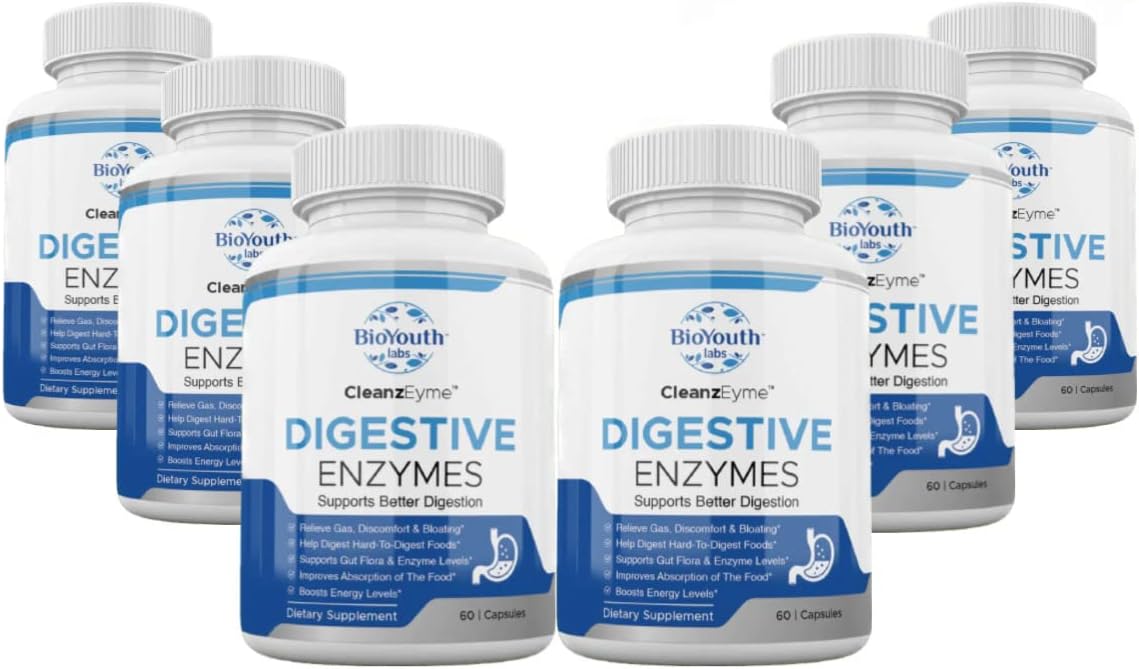 360 Capsules BioYouth Labs Natural Digestive Enzymes & Probiotic Supplement - Nutritious Blend for Digestive Health & Digestion Boost