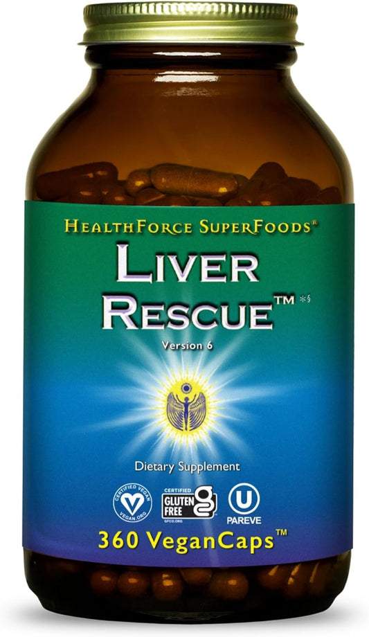 360 Capsules HealthForce SuperFoods Liver Rescue with Milk Thistle & Dandelion Root - Gluten-Free & Vegan Liver Cleanse Supplement