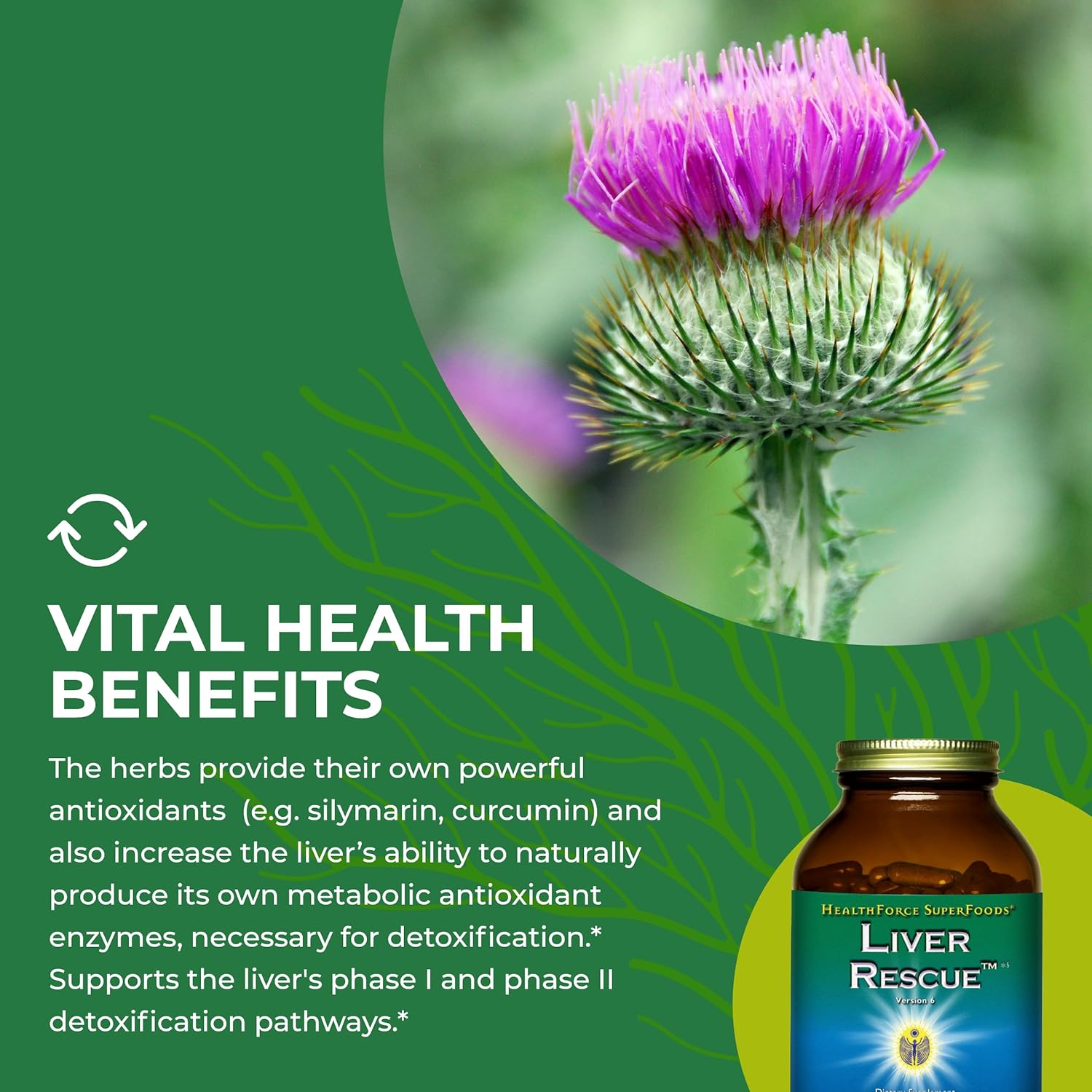 360 Capsules HealthForce SuperFoods Liver Rescue with Milk Thistle & Dandelion Root - Gluten-Free & Vegan Liver Cleanse Supplement