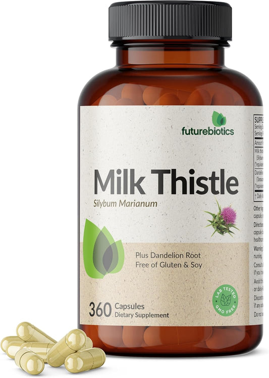 360 Capsules Liver Health Support with Milk Thistle, Silymarin, Marianum, Dandelion Root - Antioxidant & Detox Formula by Futurebiotics