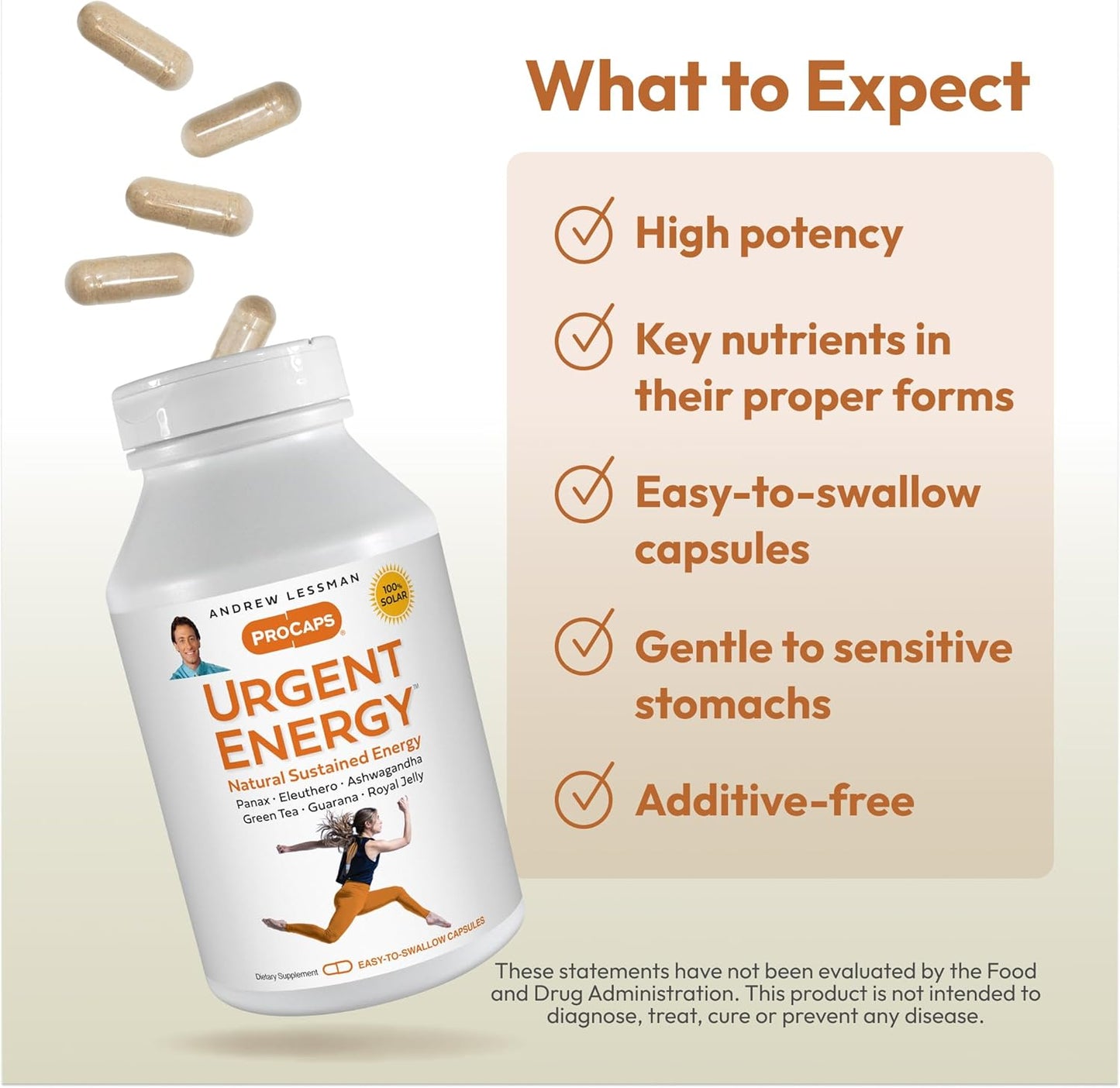 360 Capsules of Andrew Lessman Urgent Energy - Boost Energy Safely with Green Tea, Guarana, Ginseng, Royal Jelly, Ashwagandha, B-Complex for Well-Being