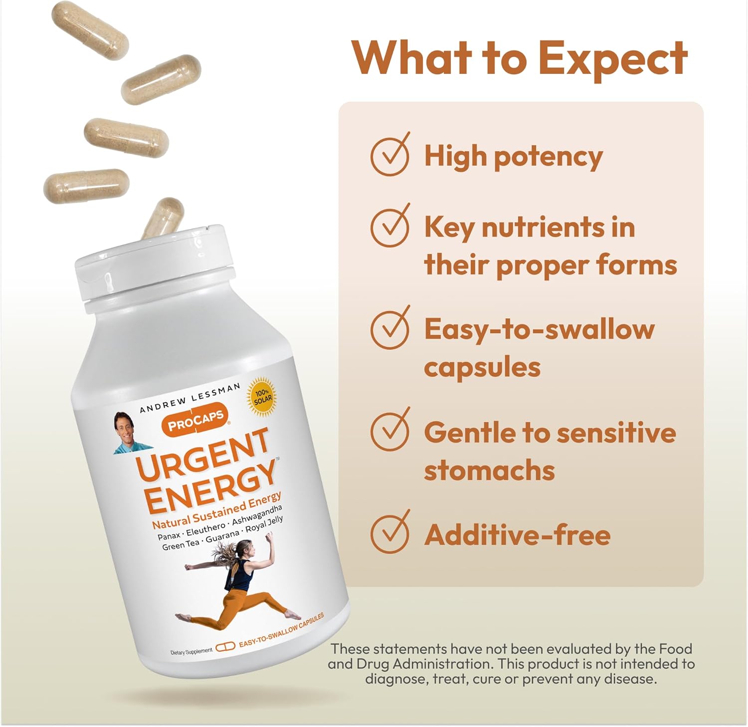 360 Capsules of Andrew Lessman Urgent Energy - Boost Energy Safely with Green Tea, Guarana, Ginseng, Royal Jelly, Ashwagandha, B-Complex for Well-Being