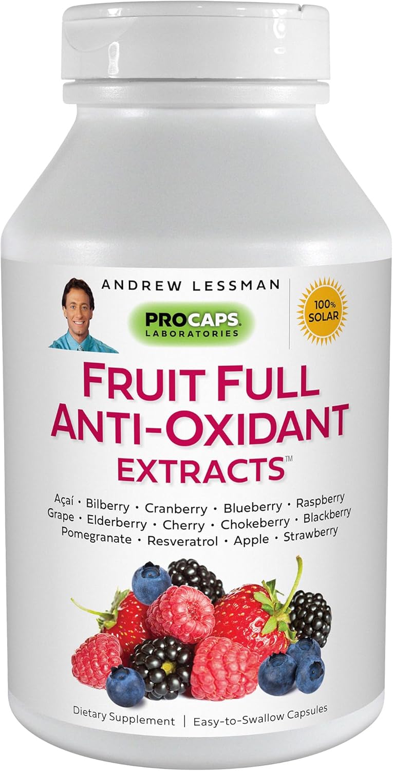 360 Capsules of Natural Fruit Full Anti-Oxidant Extracts with Bilberry, Cranberry, Grape Seed, Pomegranate, Resveratrol, and More
