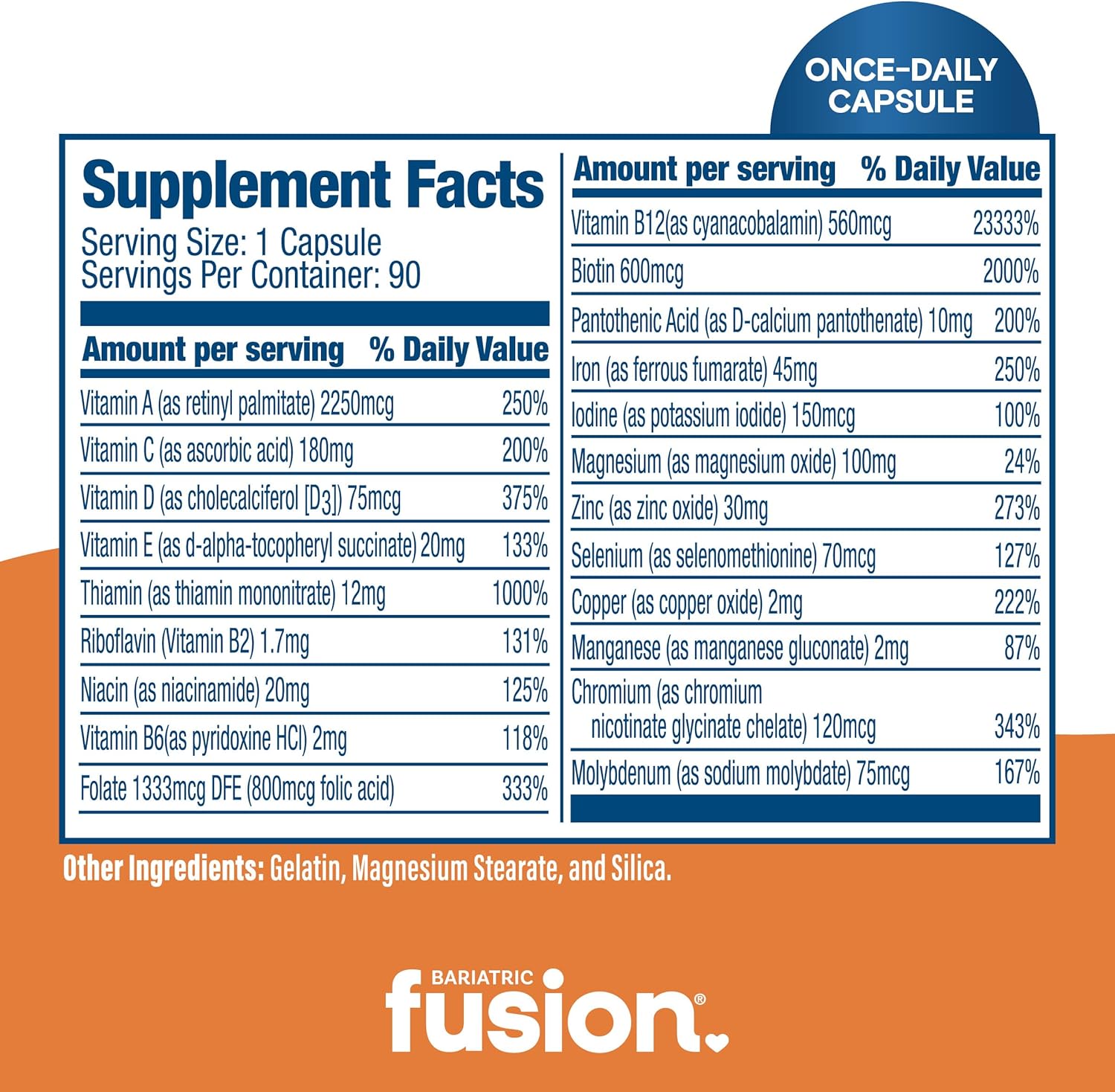 360 Count Bariatric Fusion One Per Day Multivitamin with Iron for Gastric Bypass & Sleeve Patients - Easy to Swallow Capsules - 1 Year Supply