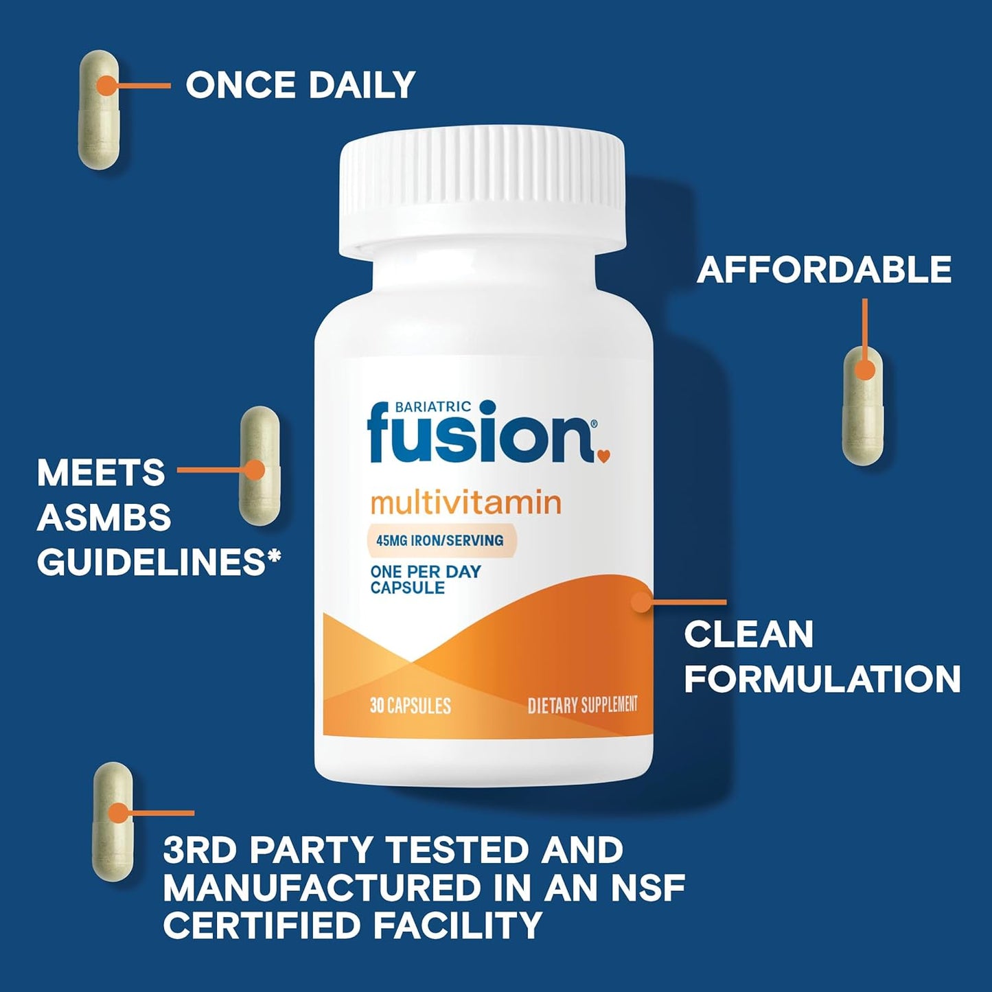 360 Count Bariatric Fusion One Per Day Multivitamin with Iron for Gastric Bypass & Sleeve Patients - Easy to Swallow Capsules - 1 Year Supply