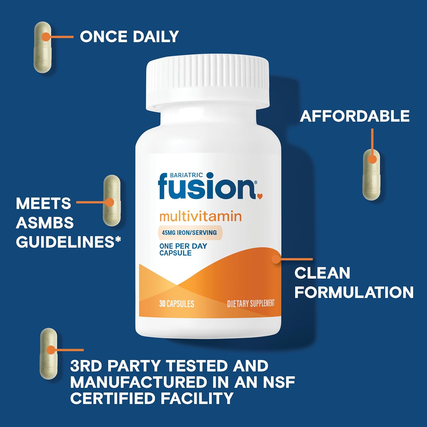 360 Count Bariatric Fusion One Per Day Multivitamin with Iron for Gastric Bypass & Sleeve Patients - Easy to Swallow Capsules - 1 Year Supply
