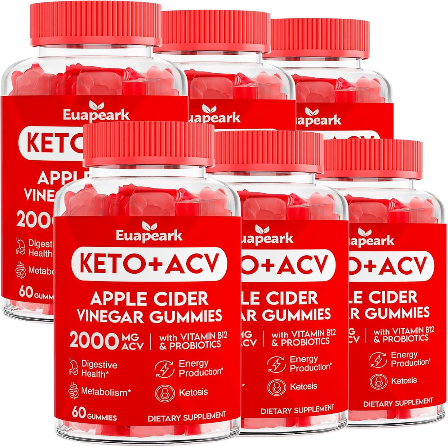 360 Count Keto Apple Cider Vinegar Gummies with Probiotics, Vitamin B12 for Digestion, Metabolism & Detox - Vegan & Low Sugar - 2000mg ACV with Mother - Cleanse & Keto Support