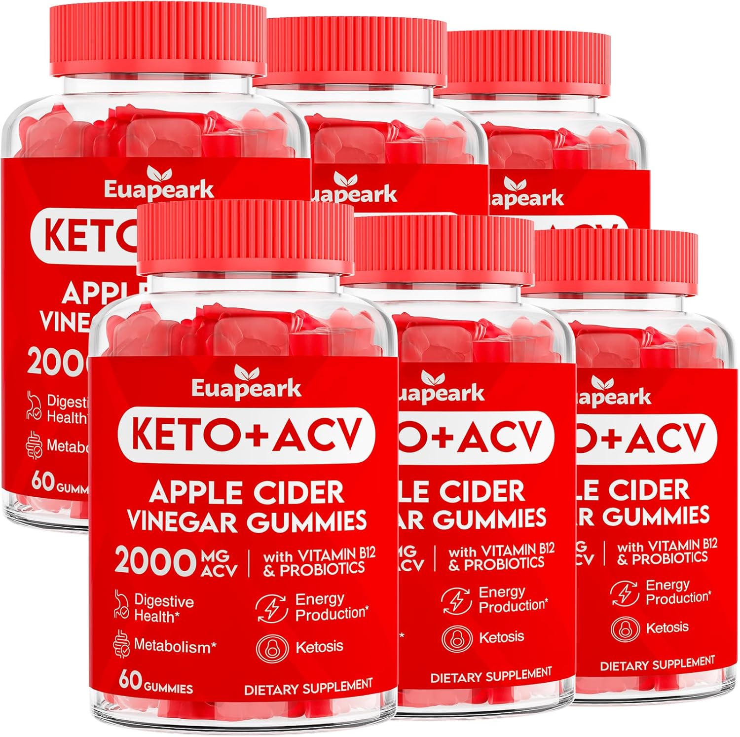 360 Count Keto Apple Cider Vinegar Gummies with Probiotics, Vitamin B12 for Digestion, Metabolism & Detox - Vegan & Low Sugar - 2000mg ACV with Mother - Cleanse & Keto Support