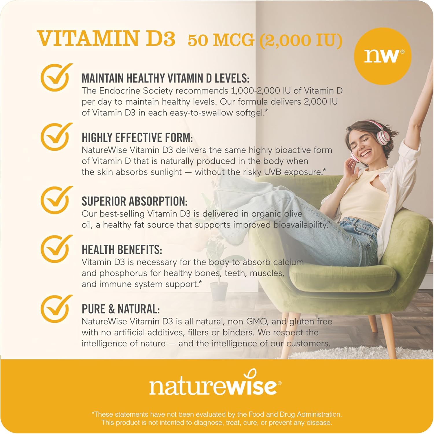 360 Count NatureWise Vitamin D3 2000iu & 60 Softgel Vitamin B12 1000mcg Bundle for Energy, Immune Support, and Muscle Function