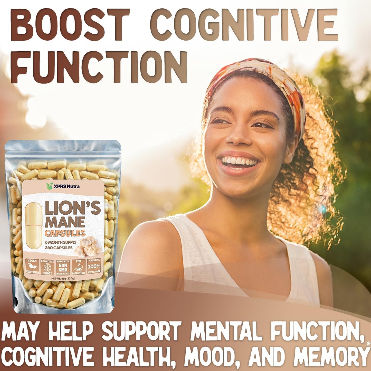 360 Count Organic Lions Mane Mushroom Capsules - Premium Supplement for Mental Clarity, Cognition, and Immunity - 180 Day Supply