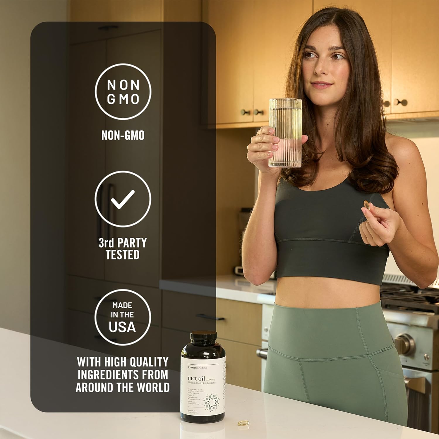 360 Count Smarter Nutrition MCT Oil Capsules - C8 and C10 - Ketogenic Brain & Body Fuel - Cold-Pressed Coconut, Palm - Gluten-Free, Non-GMO - 180-Day Supply