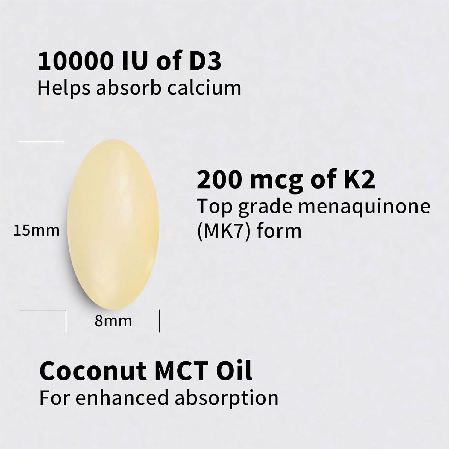 360 Count YOUTHVITA Vitamin D3 K2 Softgels with Coconut Oil - D3 10000 IU & K2 (MK-7) 200 mcg for Bone, Immune, & Heart Health