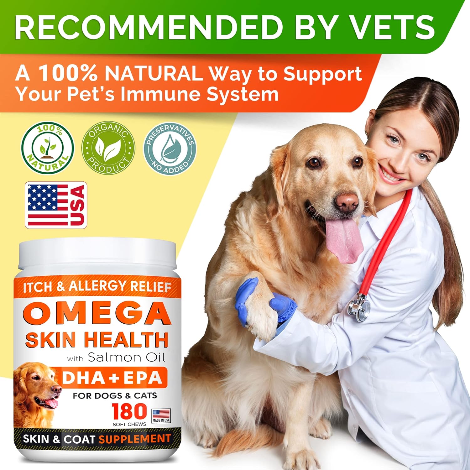 360 Ct StrellaLab Omega 3 Fish Oil Treats for Dogs - Skin & Coat Supplement - Allergy Relief - Anti-Shedding - Salmon Oil Chews