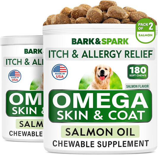 360 Fish Oil Treats for Dog Shedding, Skin Allergy, Itch Relief - Joint Health Supplement for Dogs - Omega 3 Fatty Acids for Skin and Coat - Salmon Oil for Hot Spots