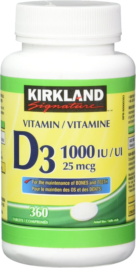 360 Tablets of Kirkland Signature Vitamin D3 1000 IU - Boost Your Health with High-Quality Supplements