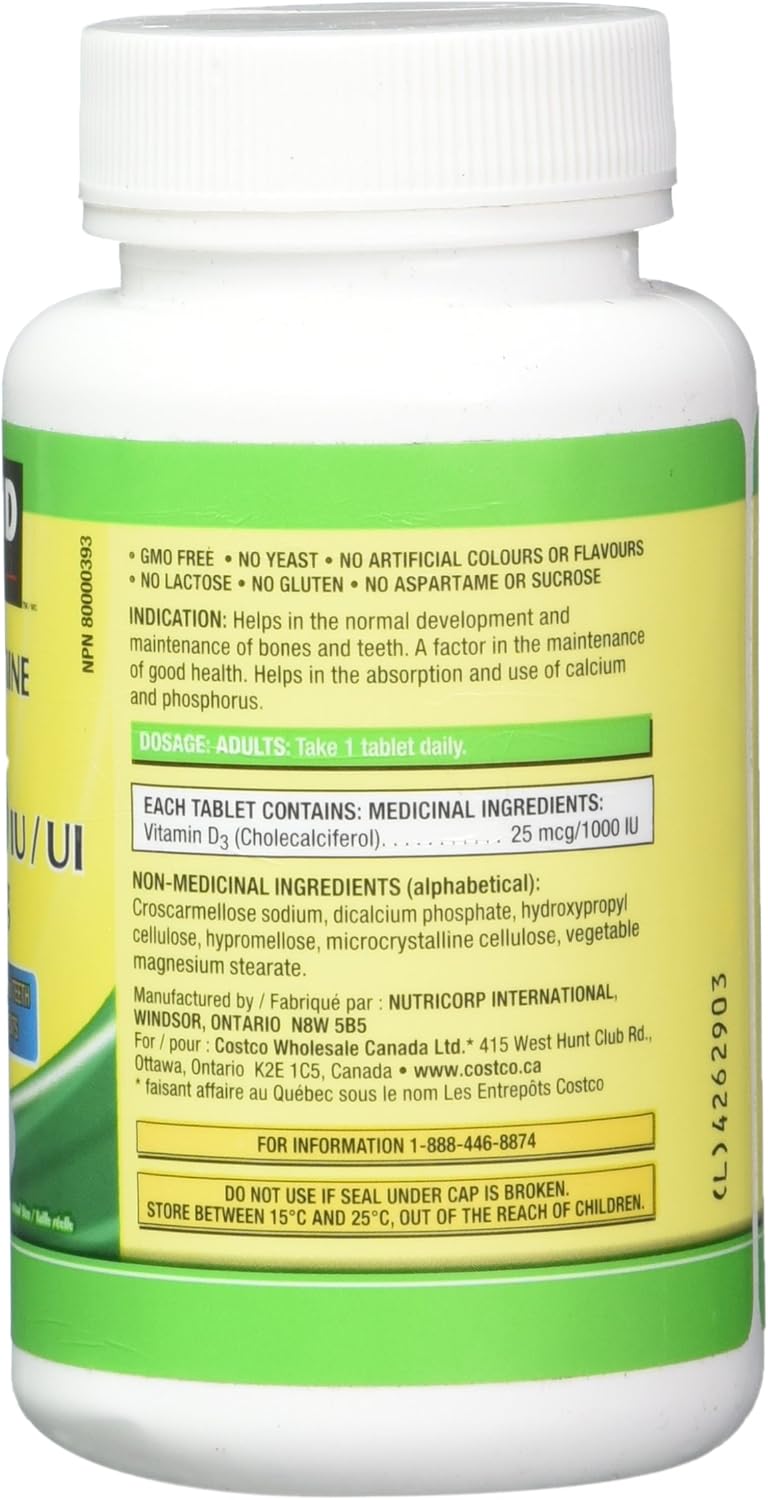 360 Tablets of Kirkland Signature Vitamin D3 1000 IU - Boost Your Health with High-Quality Supplements