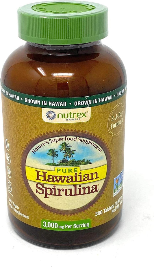360 Tablets of Nutrex Hawaii Pure Hawaiian Spirulina 1000mg - Natural Superfood Supplement for Immune Support and Energy Boost