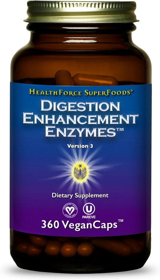 360 Vegan Capsules of HealthForce SuperFoods Digestion Enhancement Enzymes