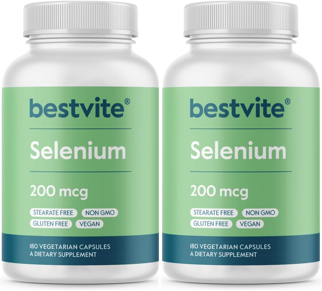 360 Vegetarian Capsules of BESTVITE Selenium 200mcg (2-Pack) - Vegan, Non-GMO, Gluten Free - No Stearates or Flow Agents