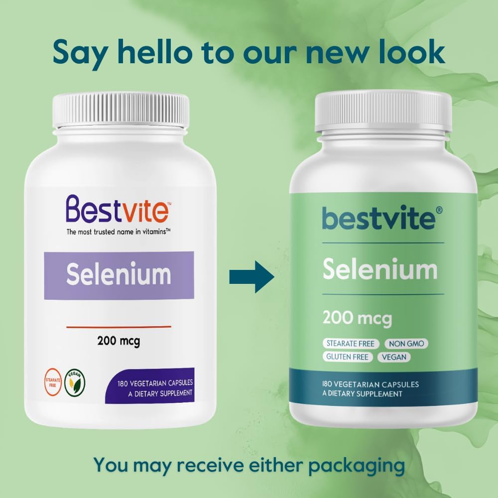 360 Vegetarian Capsules of BESTVITE Selenium 200mcg (2-Pack) - Vegan, Non-GMO, Gluten Free - No Stearates or Flow Agents