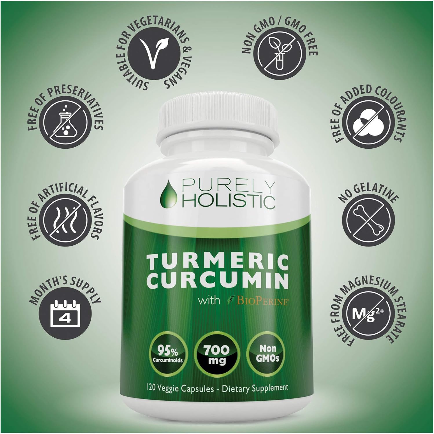 365 + 120 Capsules Vegan Bundle: Purely Holistic Vitamin C 1000mg with Organic Turmeric Curcumin 700mg & Bioperine, Rosehip, Acerola Cherry - Made in USA