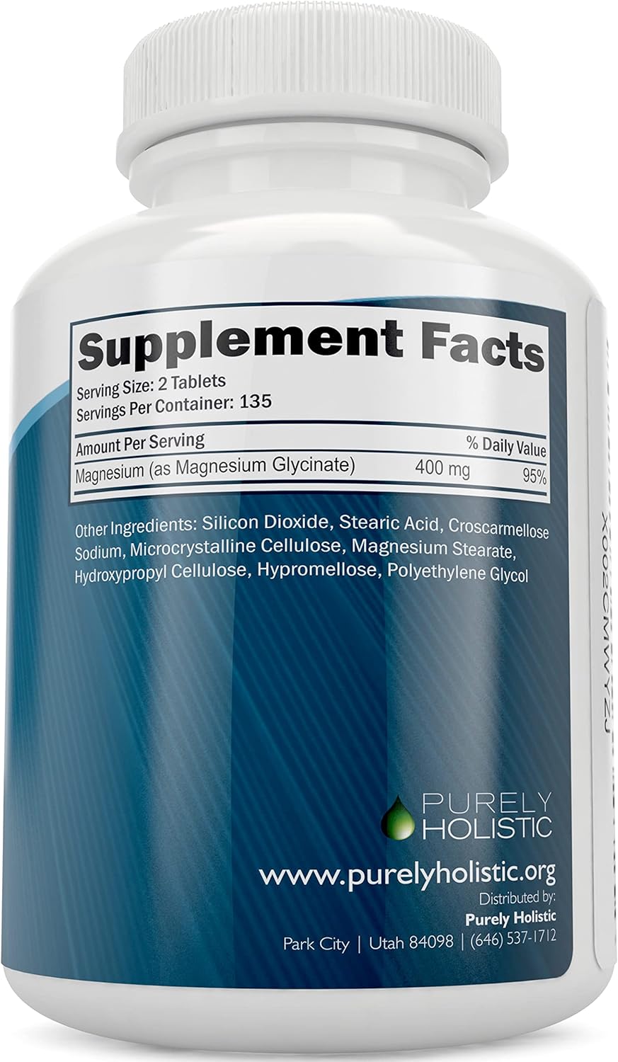 365 + 270 Tablets Purely Holistic Potassium Chloride 99mg + Magnesium Glycinate 400mg Vegetarian Bundle USA Made