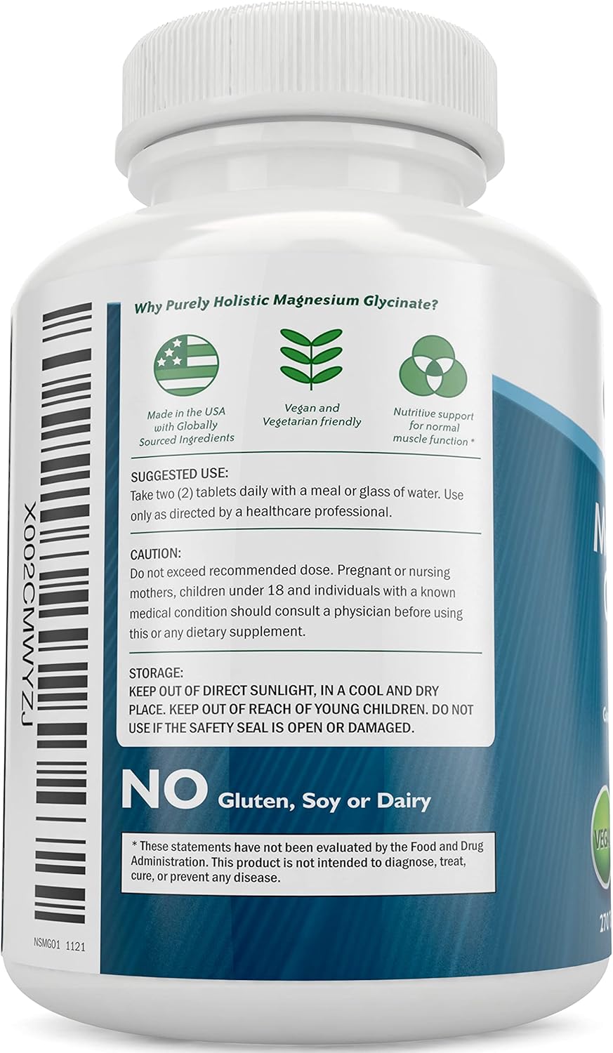 365 + 270 Tablets Purely Holistic Potassium Chloride 99mg + Magnesium Glycinate 400mg Vegetarian Bundle USA Made