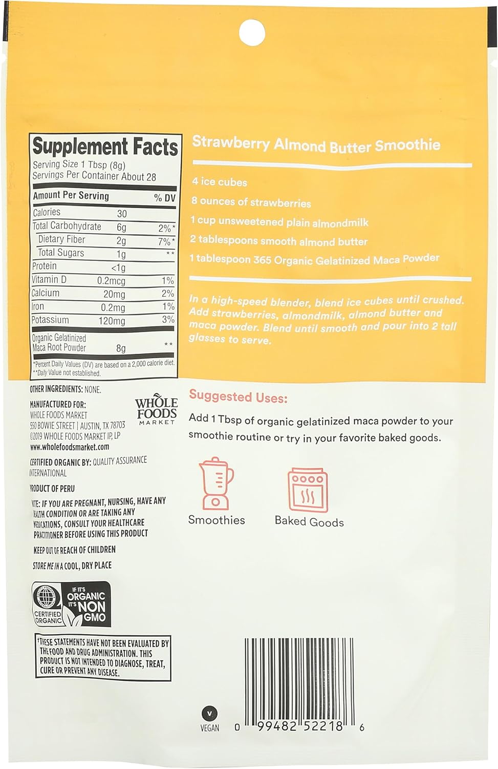 365 By Whole Foods Market Organic Gelatinized Maca Powder - 8 Ounce