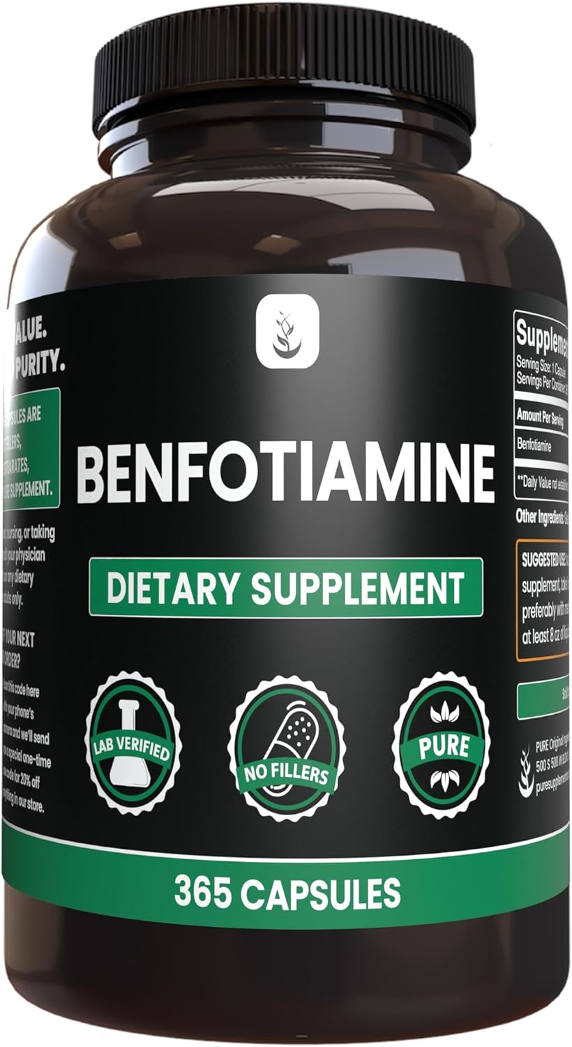 365 Capsules Bundle of Benfotiamine & Alpha Lipoic Acid Capsules - Pure Ingredients, No Additives